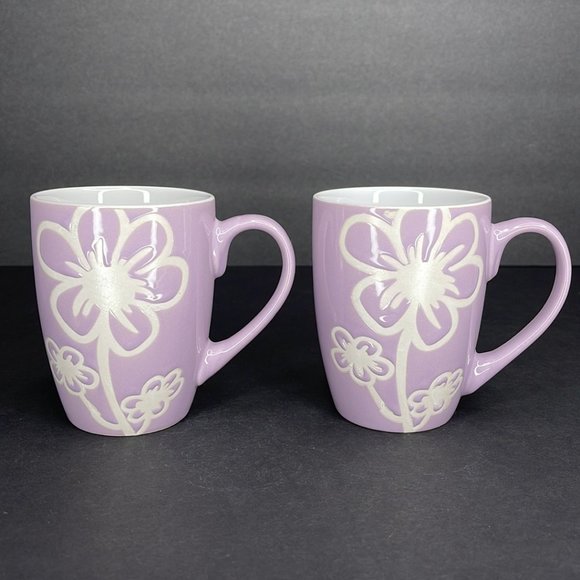 Purple Floral Etch Design Mug - Picture 1 of 2